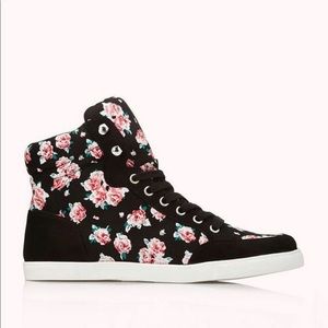 Forever 21 Black Floral High-Top Sneakers